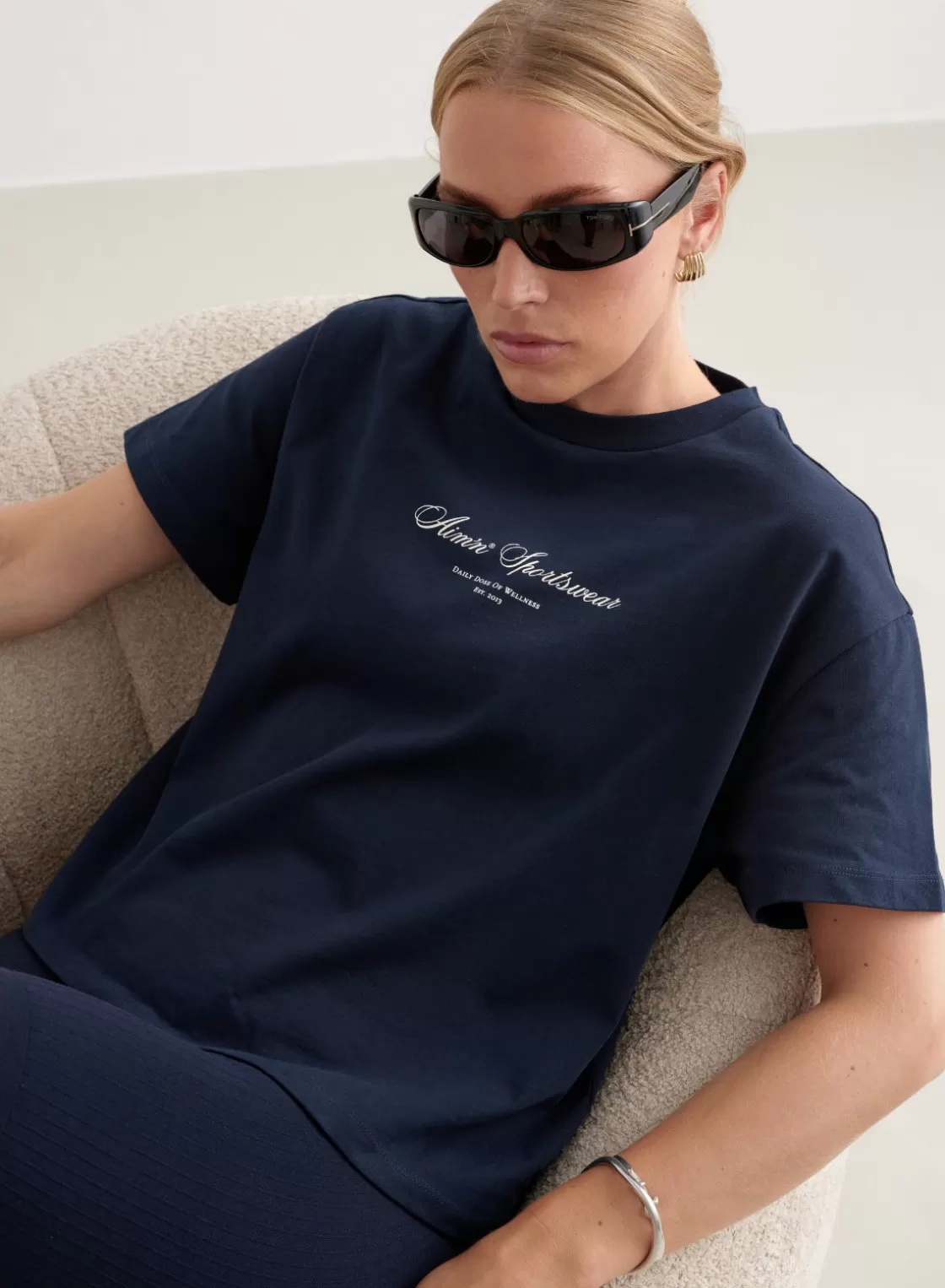 AIM’N Heritage Boxy T-shirt Navy New